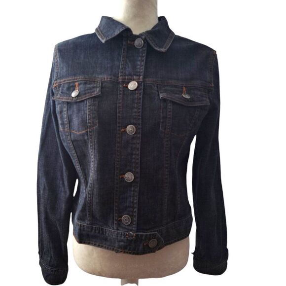 Daisy Fuentes Women's Denim Jacket Dirty Blue Long Sleeve Button Classic Sz Med - Picture 1 of 8